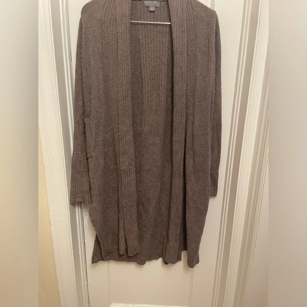 Barefoot Dreams CozyChic Lite Brown Montecito Long Knit Cardigan Sweater S - Picture 4 of 9